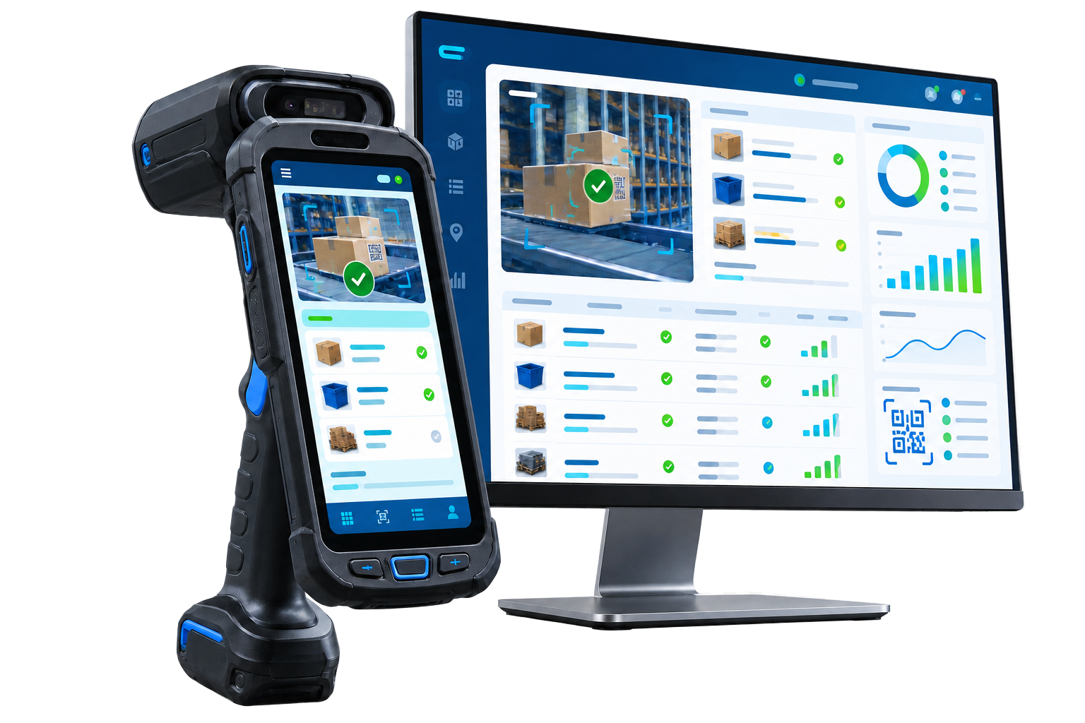 Industrial desktop application and rugged Android scanning device