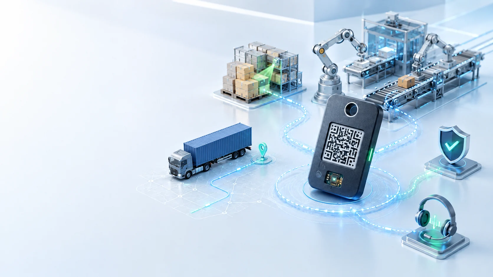 Connected smart-label ecosystem across factory, warehouse, logistics, warranty and support